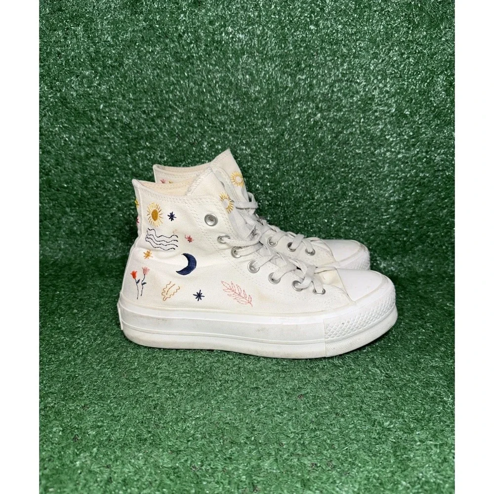 Converse Chuck Taylor All Star Platform White Floral Casual Shoes Women Size 6.5